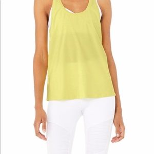 ALO YOGA Pulse Neon Shock Bright Yellow Relaxed Tank Top Medium